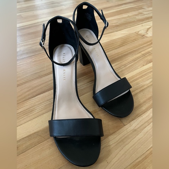 Black Open Toe Chunky Heel Women’s Size 10 - Picture 2 of 5